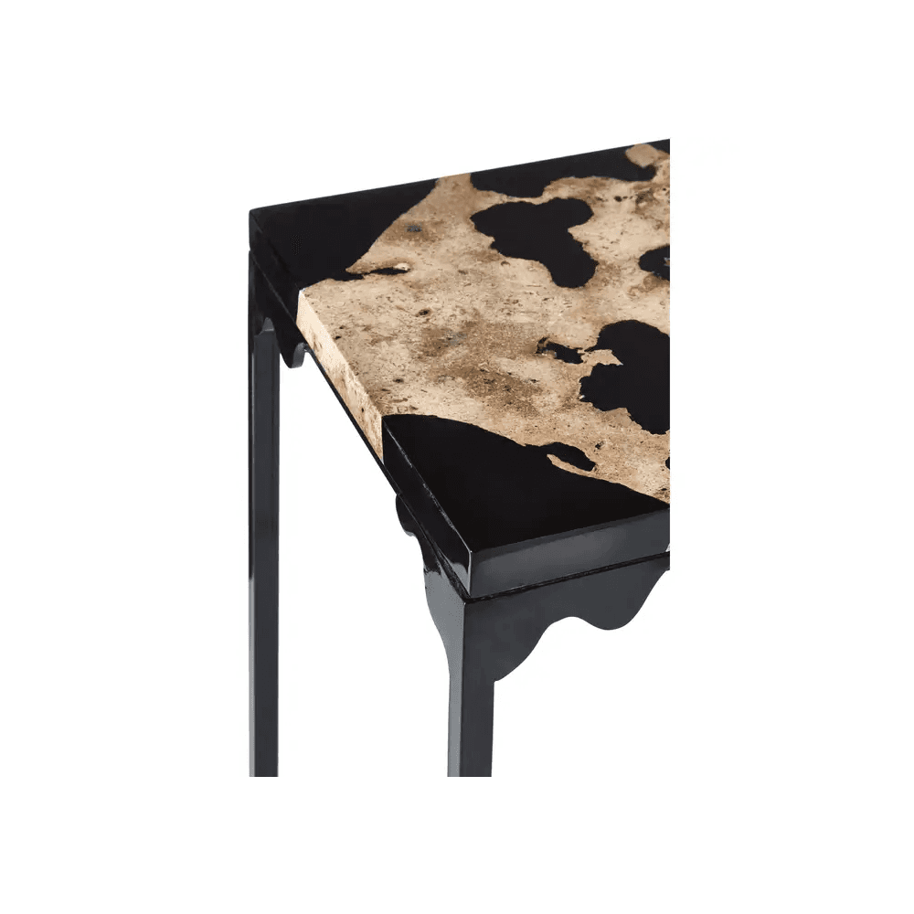 Sterling Cheese Stone And Black Resin Side Table
