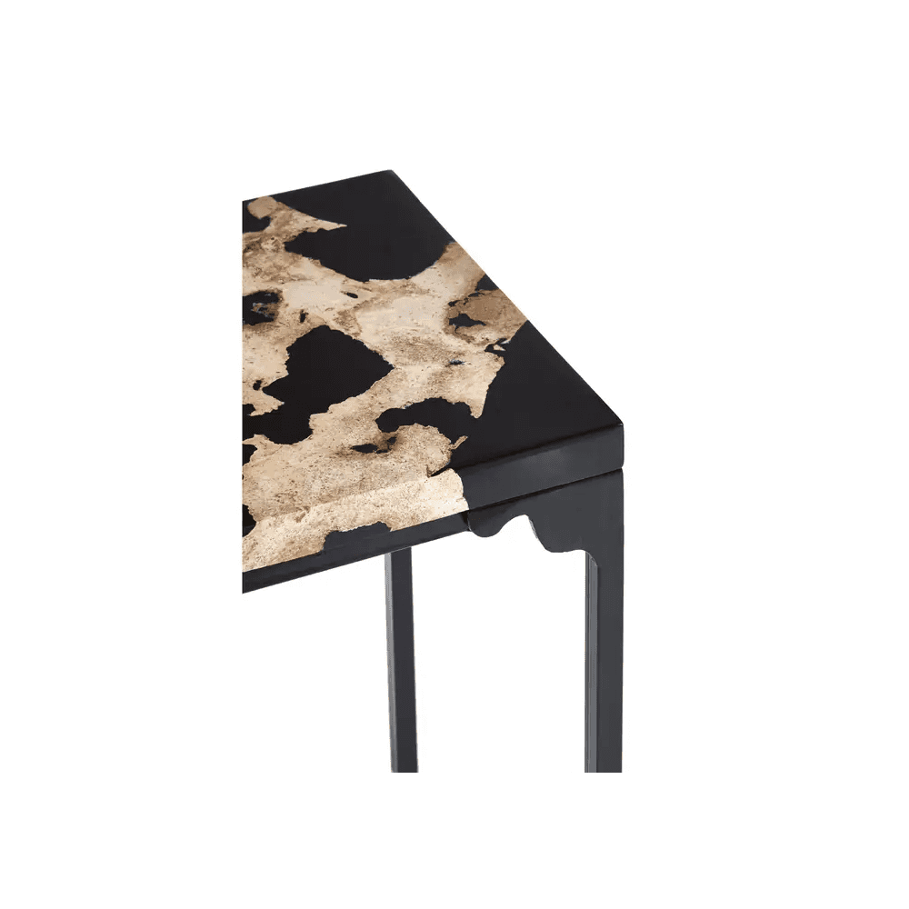 Sterling Cheese Stone And Black Resin Side Table