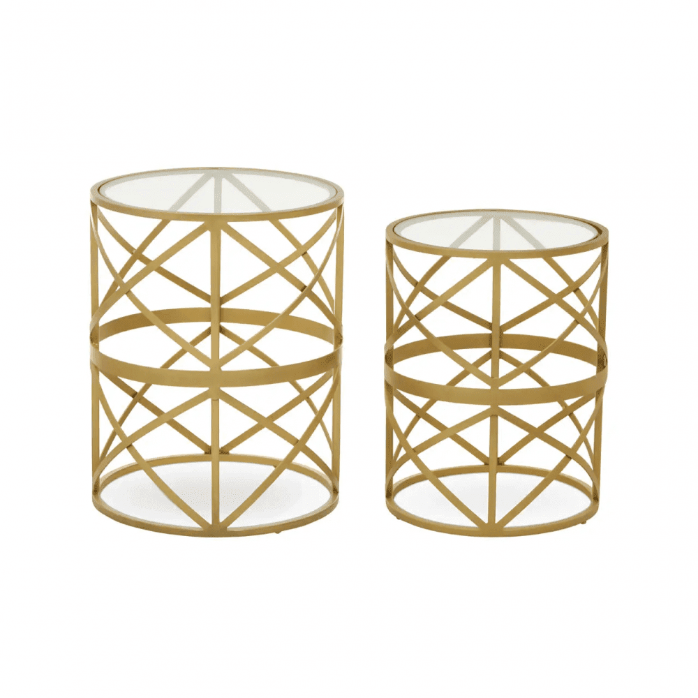 Elsie Set Of 2 Diamond Pattern Side Table