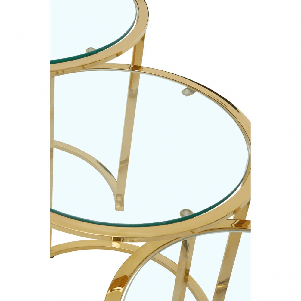 Inspire Set Of 3 Gold Brushed Nesting Tables