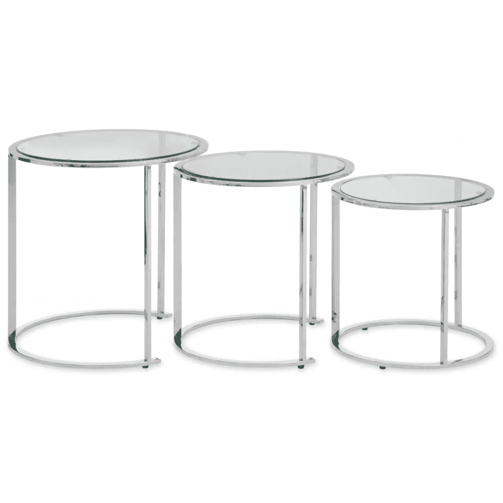 Inspire Set Of 3 Silver Nesting Table S