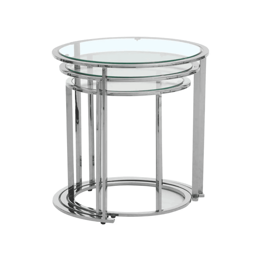 Inspire Set Of 3 Silver Nesting Table S