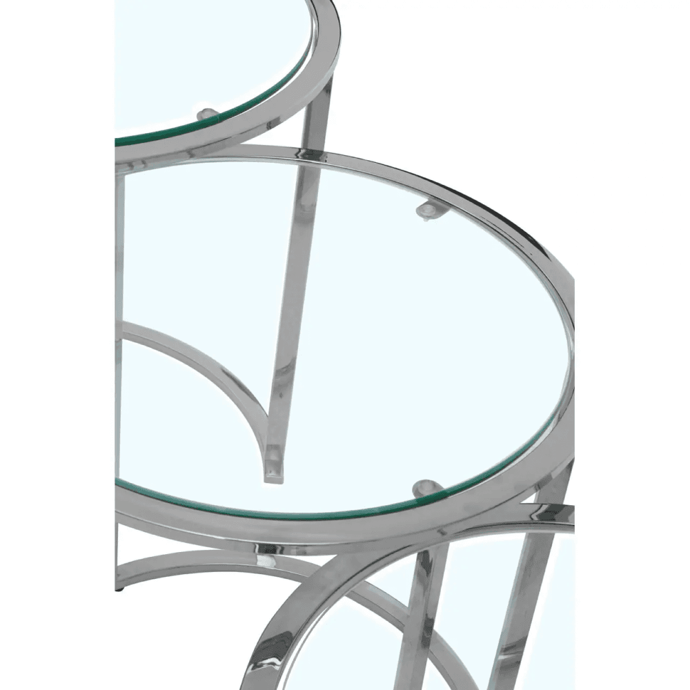 Inspire Set Of 3 Silver Nesting Table S