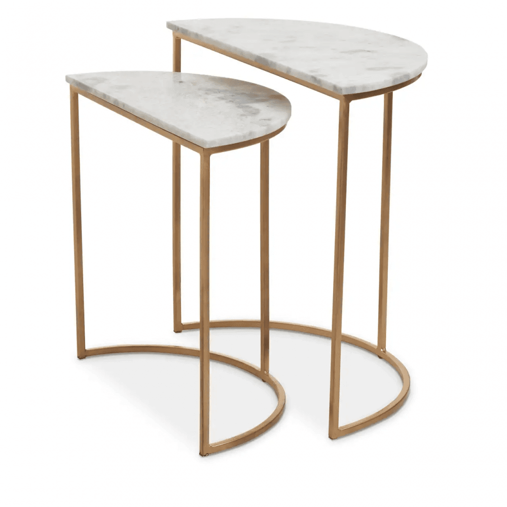 Aurelia Nest Of 2 White Marble Side Tables