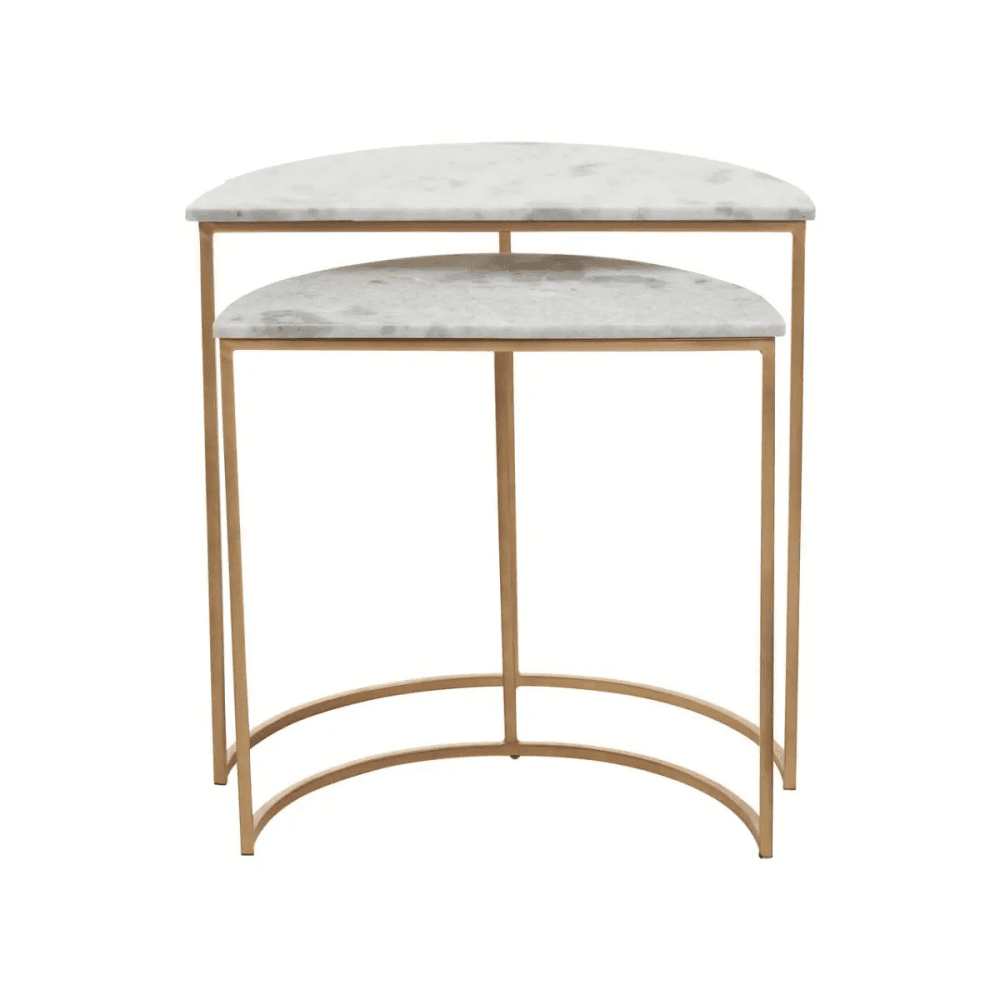 Aurelia Nest Of 2 White Marble Side Tables
