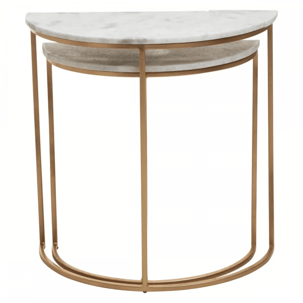 Aurelia Nest Of 2 White Marble Side Tables