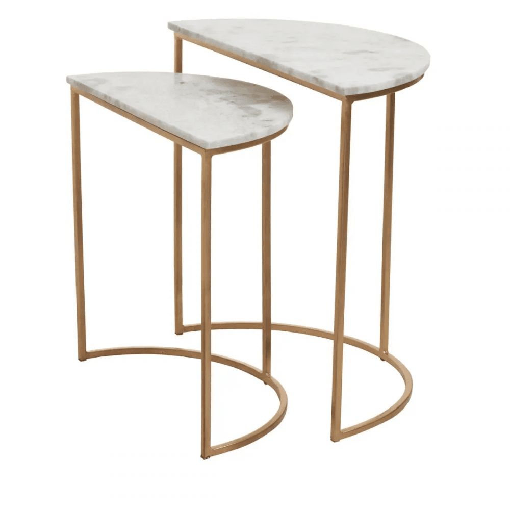 Aurelia Nest Of 2 White Marble Side Tables