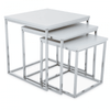 Lancaster Matte White Nest Of 3 Tables With Chrome Frame