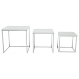 Lancaster Matte White Nest Of 3 Tables With Chrome Frame