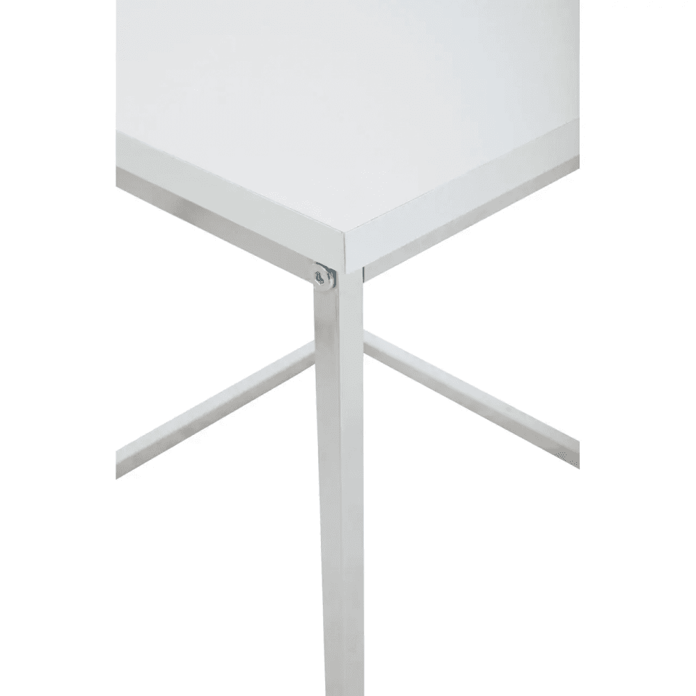 Lancaster Matte White Nest Of 3 Tables With Chrome Frame