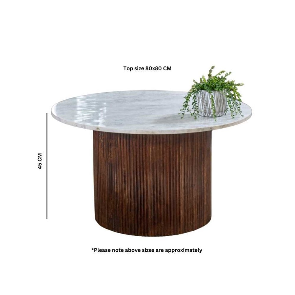 Opal Mango Wood Coffee Table With Marble Top