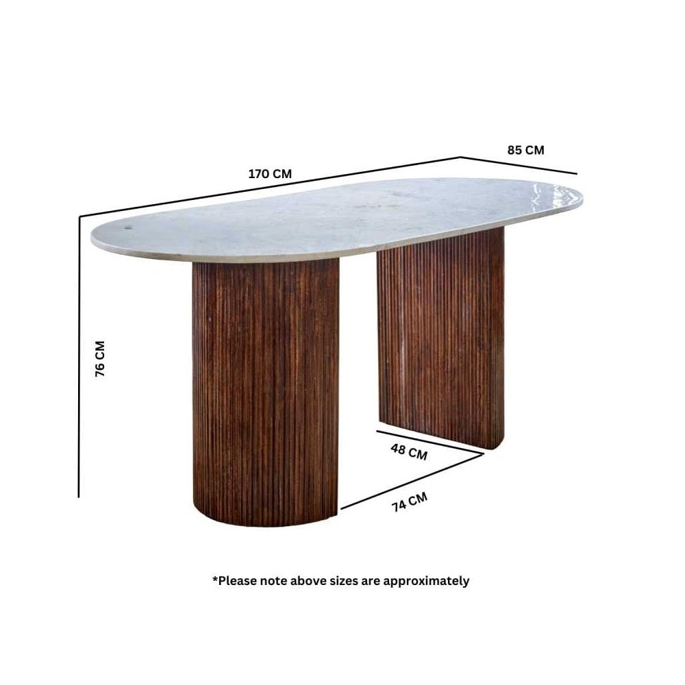 Opal Mango Wood Dining Table 170cm With Marble Top