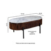 Opal Mango Wood Rectangular Fluted Coffee Table With Marble Top & Metal Legs
