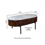 Opal Mango Wood Rectangular Fluted Coffee Table With Marble Top & Metal Legs