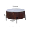 Opal Mango Wood Round Fluted Coffee Table With Marble Top & Metal Legs