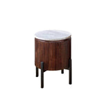 Opal Mango Wood Side Table With Marble Top & Metal Legs