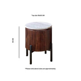 Opal Mango Wood Side Table With Marble Top & Metal Legs