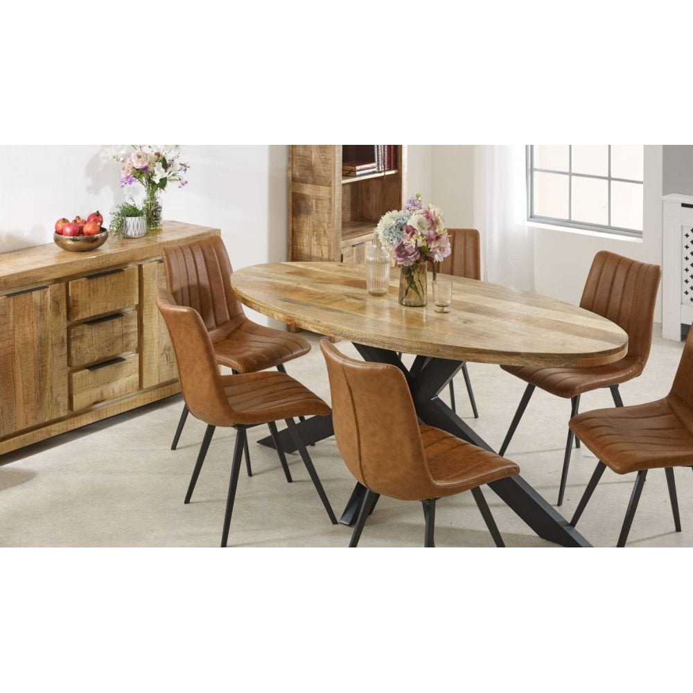 Surrey Solid Wood & Metal Oval Dining Table 6-8 Seater