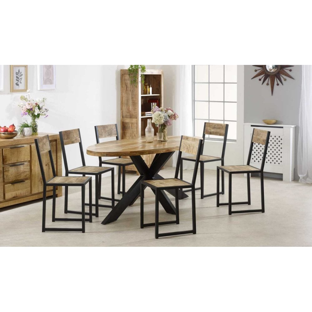 Surrey Solid Wood & Metal Oval Dining Table 6-8 Seater