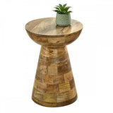 Surrey Solid Wood Round Side Table Mushroom Style