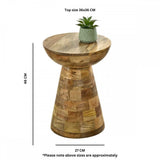 Surrey Solid Wood Round Side Table Mushroom Style