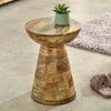Surrey Solid Wood Round Side Table Mushroom Style