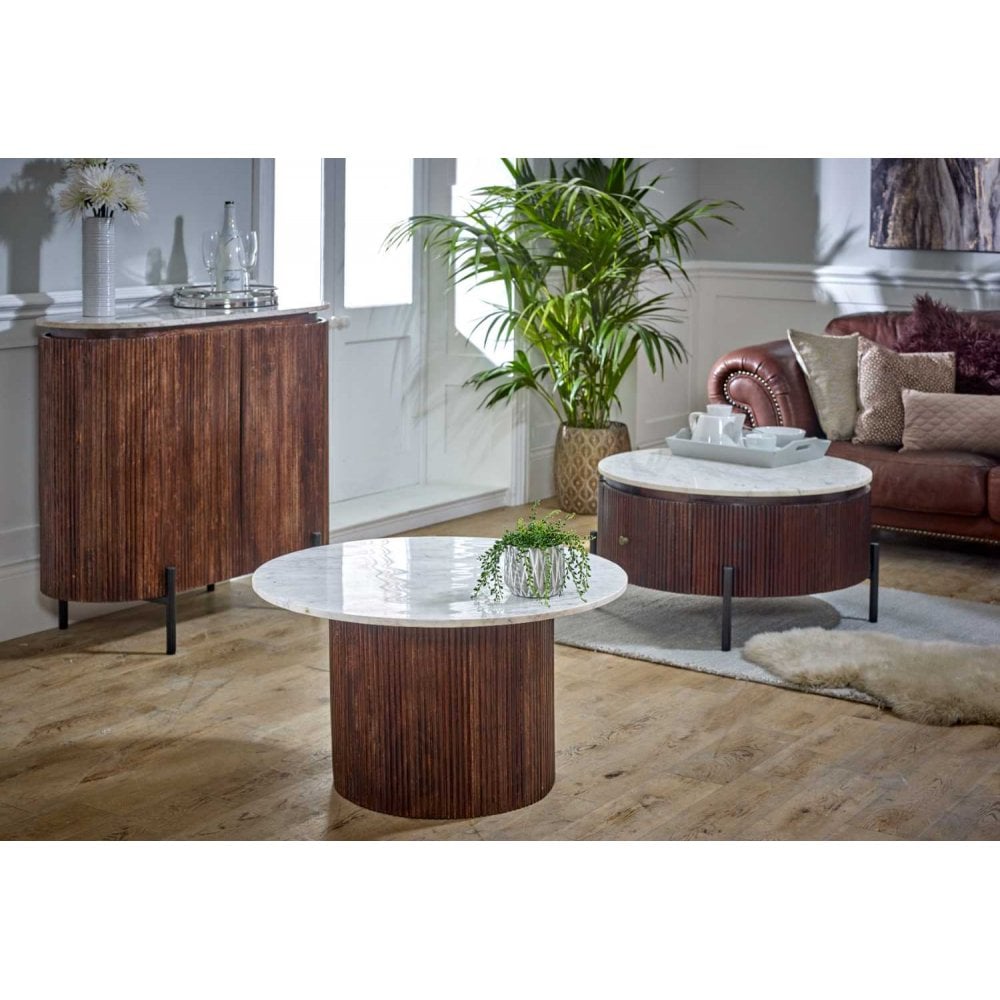 Opal Mango Wood Sideboard With Marble Top & Metal Legs
