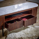 Opal Mango Wood Tv Cabinet With Marble Top & Metal Legs