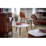 Opal Mango Wood Wide Chest Of Drawers With Marble Top & Metal Legs