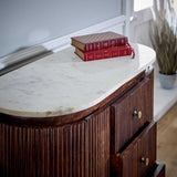 Opal Mango Wood Wide Chest Of Drawers With Marble Top & Metal Legs