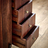 Opal Mango Wood Wide Chest Of Drawers With Marble Top & Metal Legs