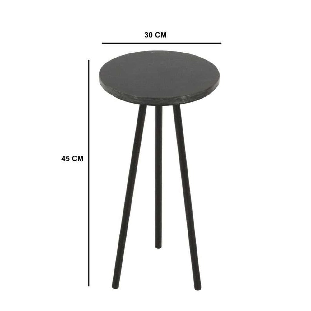 Opal Side Table With Black Marble Top & Metal Legs