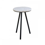 Opal Side Table With White Marble Top & Metal Legs