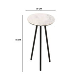 Opal Side Table With White Marble Top & Metal Legs