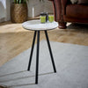 Opal Side Table With White Marble Top & Metal Legs