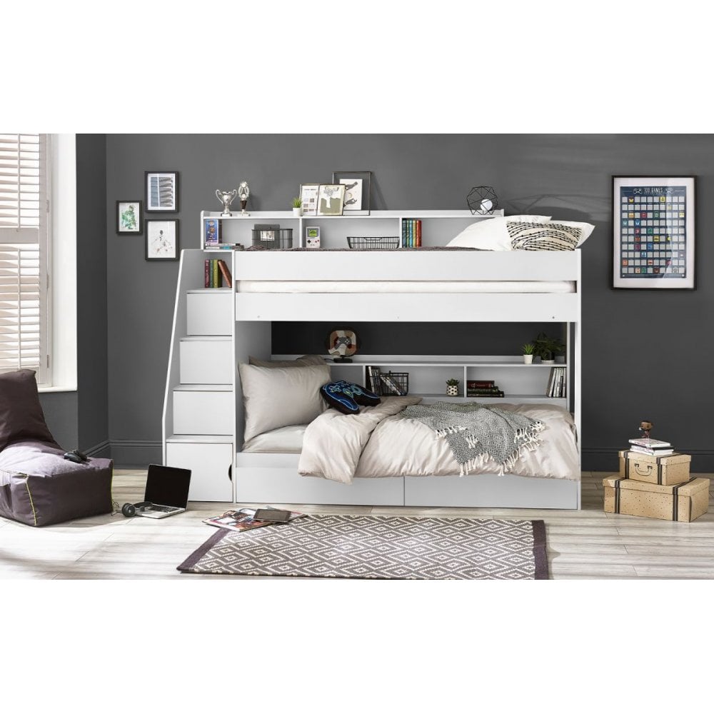 Camelot Staircase Bunk All White