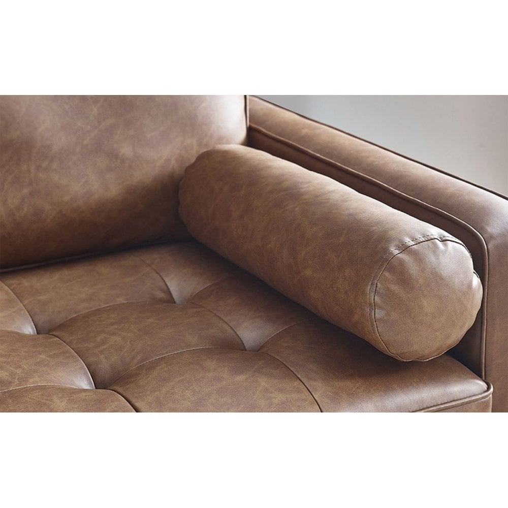 Henley 2 Seater Sofa - Brown Faux Leather
