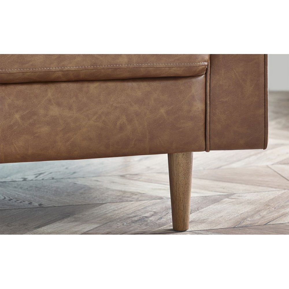 Henley 2 Seater Sofa - Brown Faux Leather