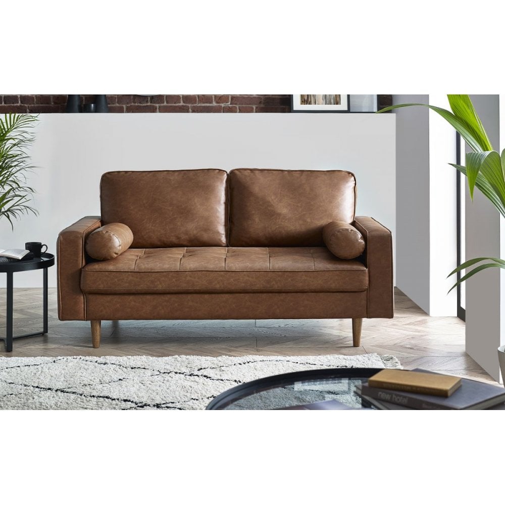 Henley 3 Seater Sofa - Brown Faux Leather
