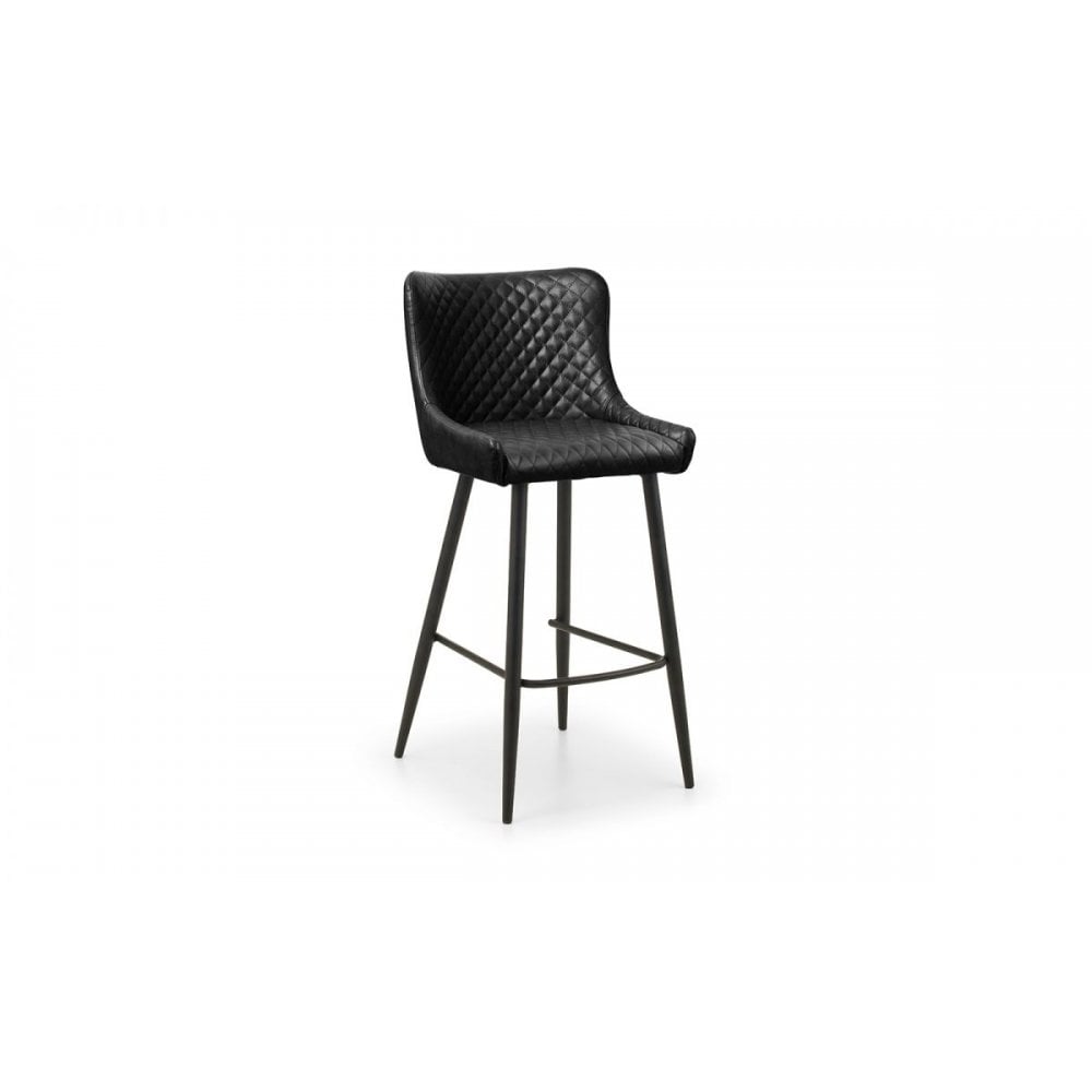 Luxe Faux Leather Barstool - Black