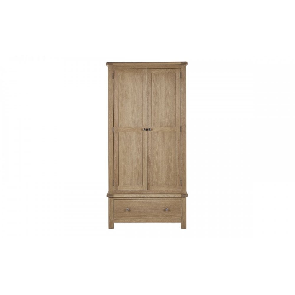 Memphis Limed Oak 2 Door 1 Drawer Wardrobe