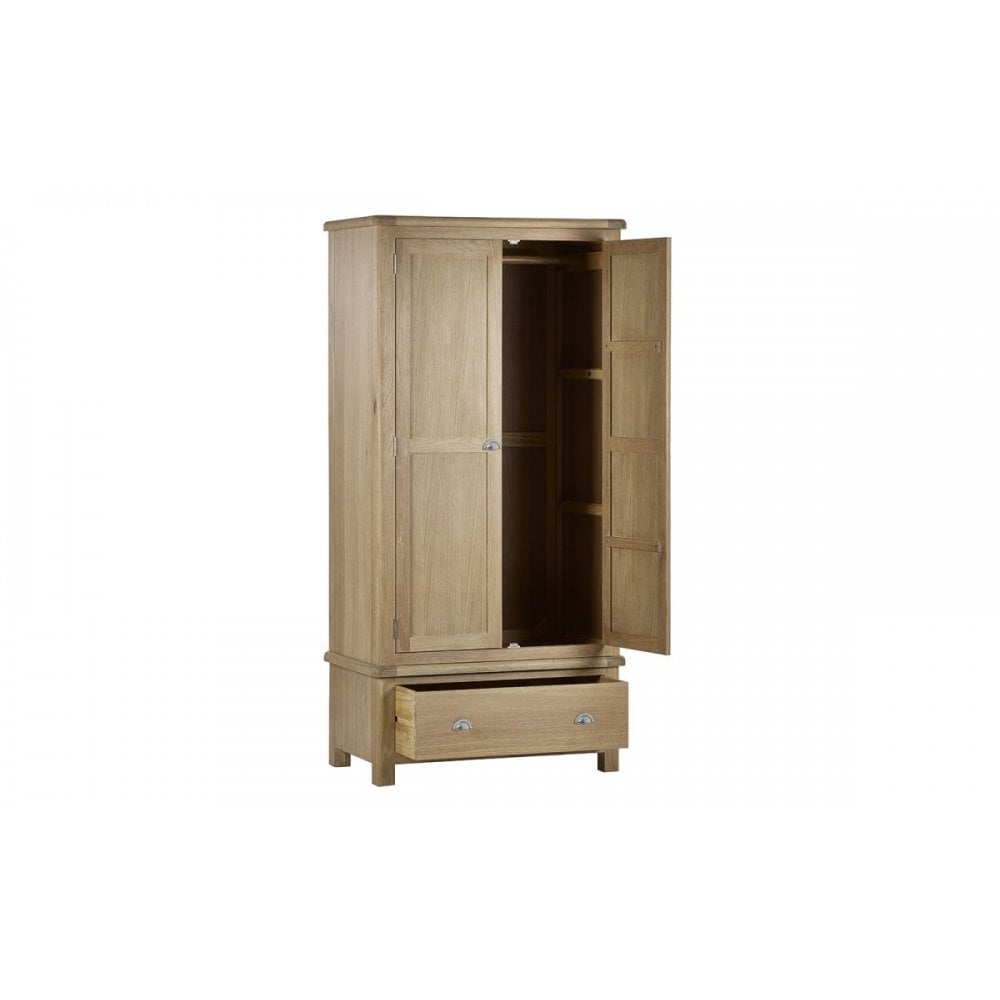 Memphis Limed Oak 2 Door 1 Drawer Wardrobe