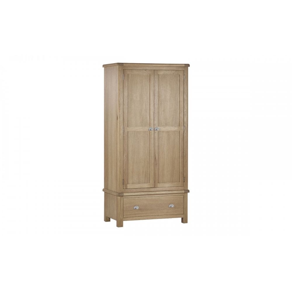 Memphis Limed Oak 2 Door 1 Drawer Wardrobe