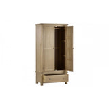 Memphis Limed Oak 2 Door 1 Drawer Wardrobe