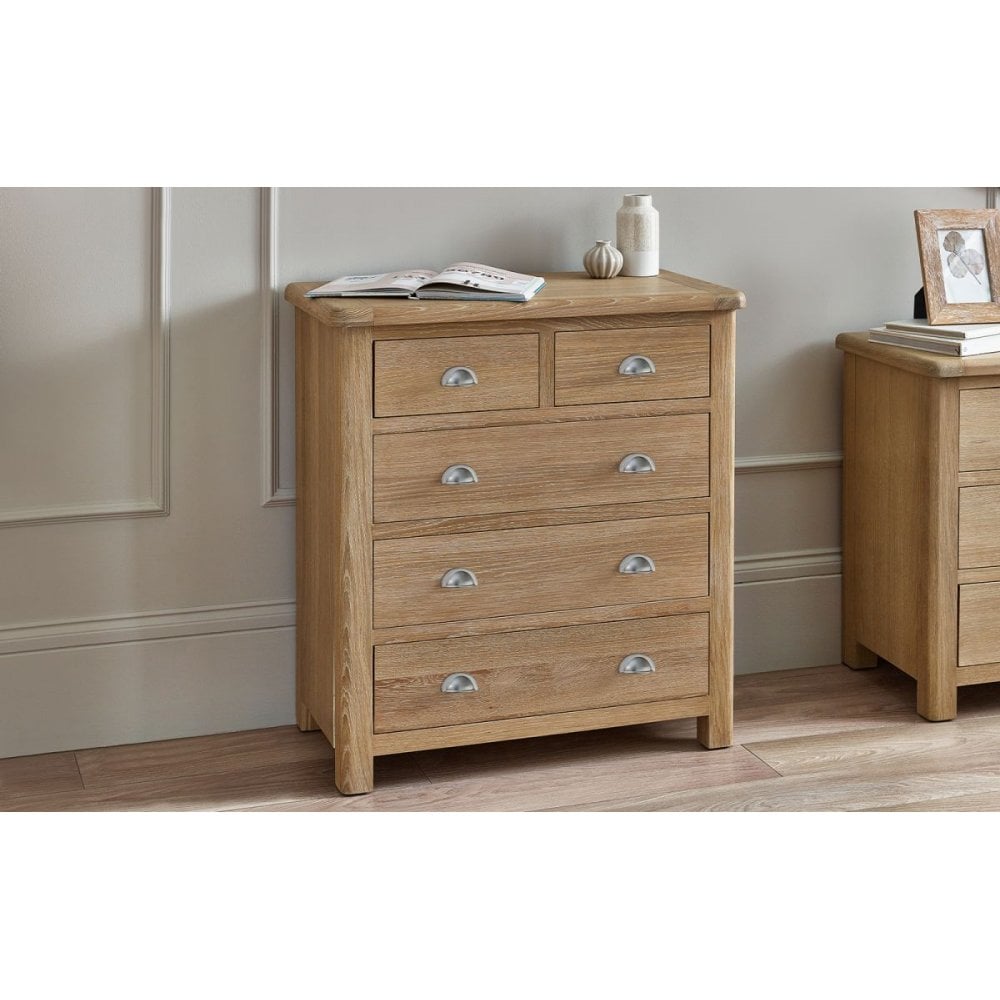 Memphis Limed Oak 3 + 2 Drawer Chest