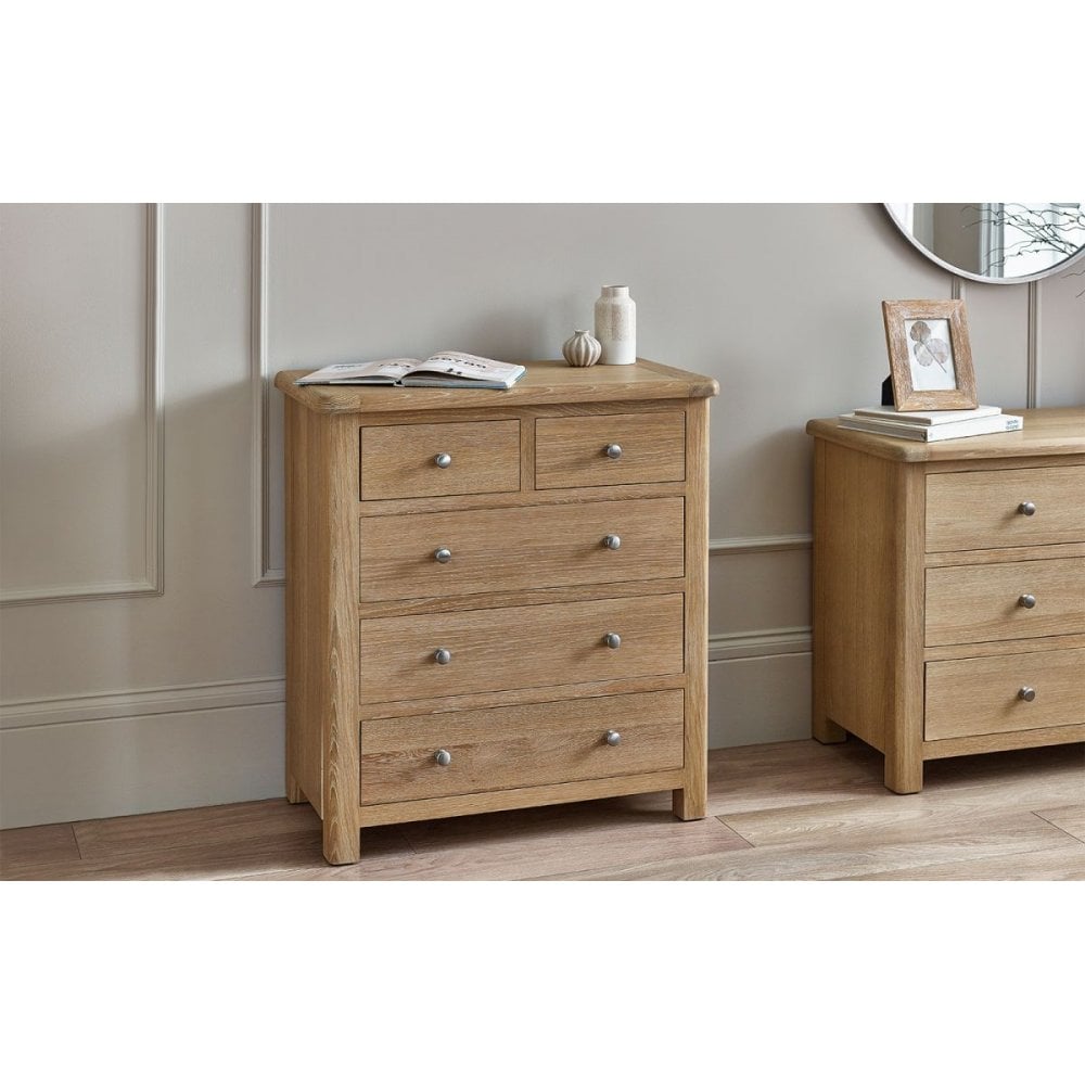 Memphis Limed Oak 3 + 2 Drawer Chest