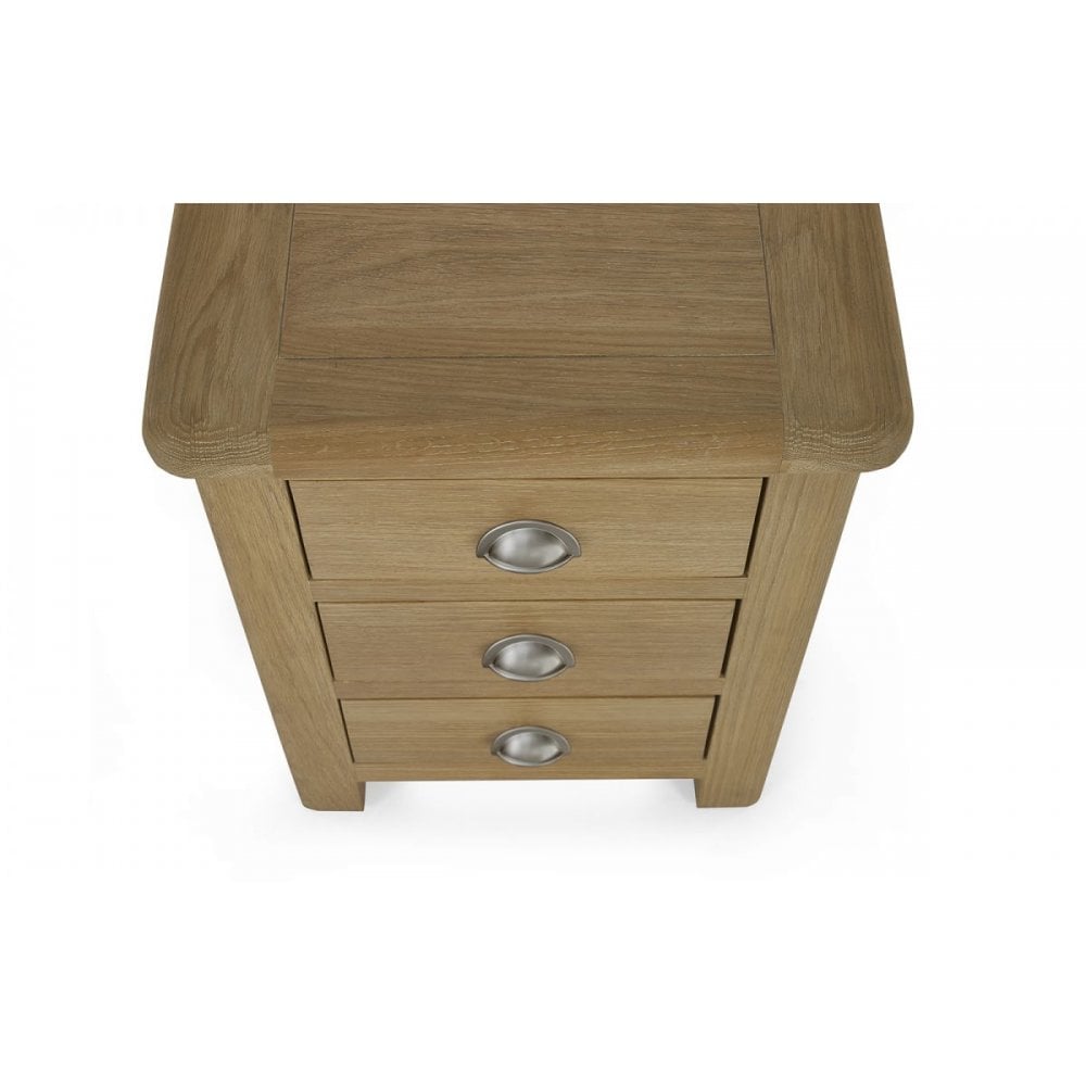 Memphis Limed Oak 3 Drawer Bedside