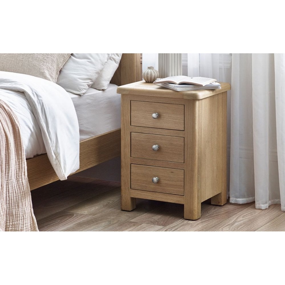 Memphis Limed Oak 3 Drawer Bedside