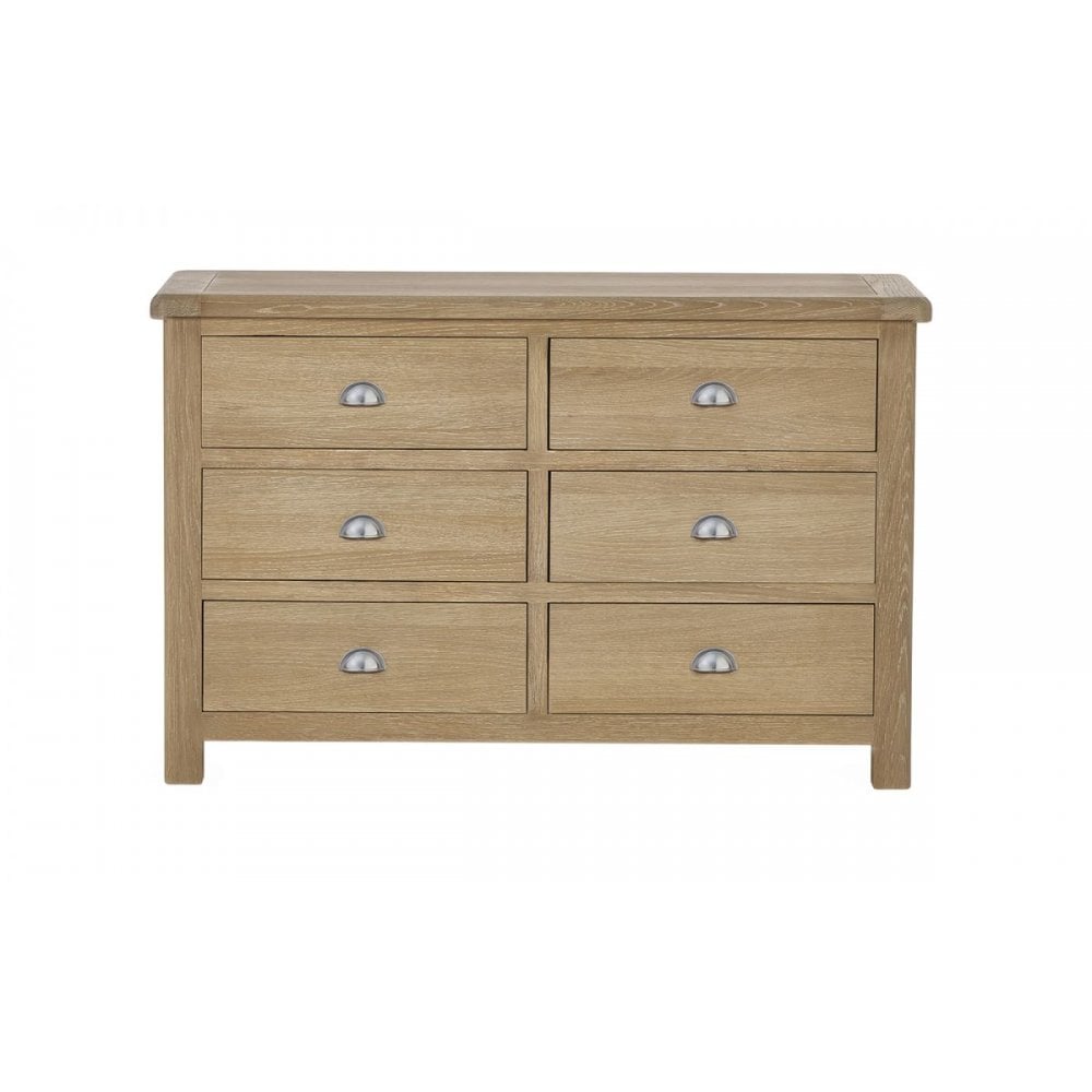 Memphis Limed Oak 6 Drawer Wide Chest