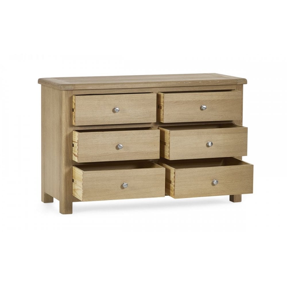 Memphis Limed Oak 6 Drawer Wide Chest